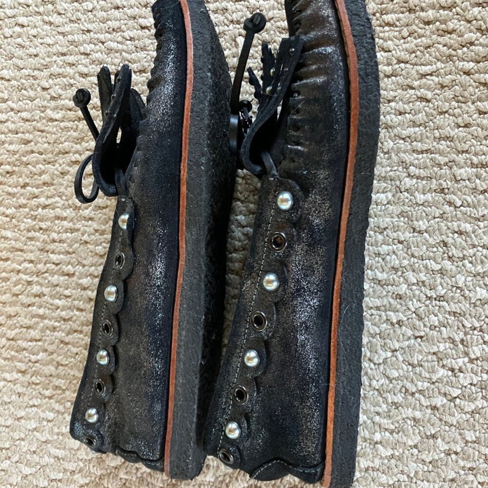 COACH Black Suede Roccasin Charms T-Rex Moccasins 10 Slip on Shearling Cozy - Picture 5 of 8